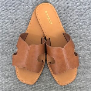 Faux Leather Cutout Slides - Size 7